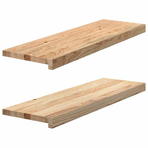 Gecheer 2 STK. Fensterbänke, Fensterbrett, Holz Treppenstufe, Holz Fensterbrett, Fensterbank, Unbehandelt 80x25x2 cm Massivholz Eiche