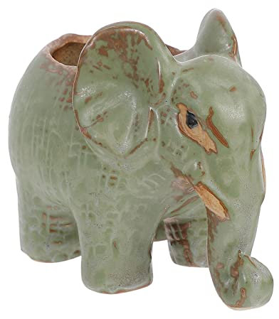 YARNOW Sukkulenten Blumentopf Elefantenförmig Keramik Topf Atmungsaktiv Dekoration Schreibtisch Pflanzen Behälter