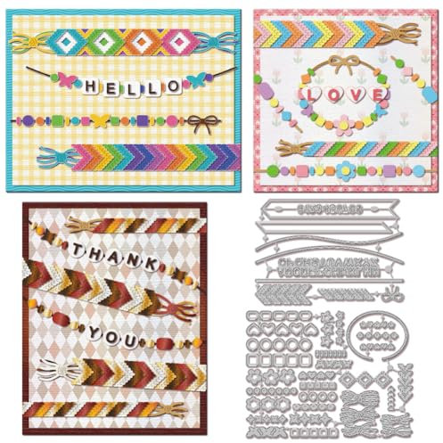 GLOBLELAND Freundschaftsarmbänder Spitzen Stanzformen Für DIY Scrapbooking Metall 26 Buchstaben Rand Stanzformen Zahlen Rahmen Stanzungen Für Kartengestaltung Prägung Fotoalbum Basteln Dekor
