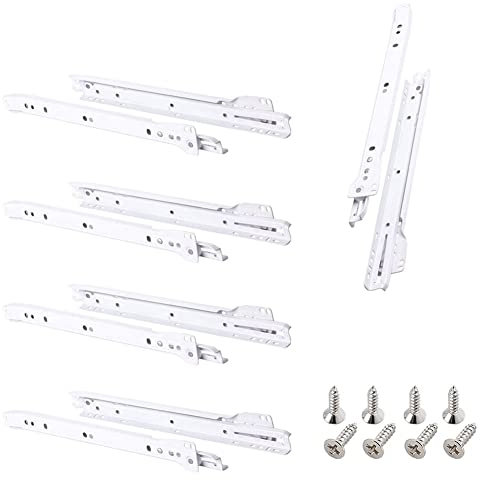 Scie à ruban Glissières de tiroir à roulettes/glissières de tiroir à fixation inférieure en métal blanc taille 400 mm plateau coulissant for clavier tiroir en métal acier glissières à roulement à bill