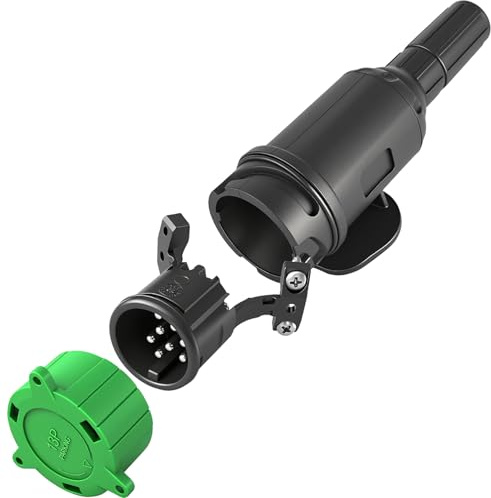 CXTM Connettore per rimorchio, connettore Premium – 13/8 poli a vite a norma ISO 11446, per gancio da 12 V, con copertura Parking, spina da 13 polieger (8 poli)