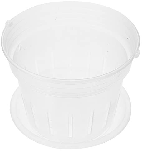 Veemoon Clear Orchid Pot 16cm, 1 Set of Plastic Plant Pots with Mat Flower Seedling Nursery Pots for Outdoor Potting Orchids Cutting Succulents Plants