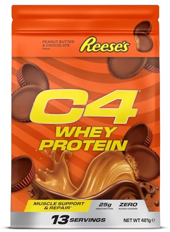 Cellucor C4 Whey Protein Powder, Reese's Peanut Butter & Chocolate, 25g Protein, Low Sugar, Post-Workout Recovery, 13 Servings