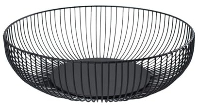 Black Fruit Bowl, Metal Wire Fruit Basket for Fruits, Vegetable, Snacks Storage, Modern Hollow Design Fruits Holder Stand, Decorative Bowl for Kitchen Counter, Home Decor, Table Centerpiece