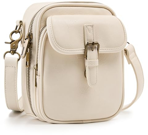 Kleine Kuriertasche, veganes Leder, Crossbody-Tasche für Damen und Herren, Vintage-Stil, Umhängetasche mit Kartenfächern