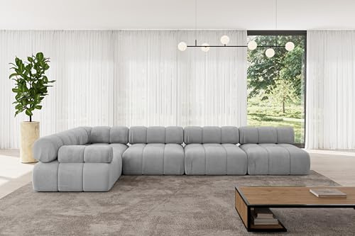 ALTDECOR Modulares Sofa Ecksofa in L-Form Corner modular Sofa Eckcouch Couch Wohnlandschaft Cauchsofa Polstersofa Mende-L3-380x190x70 cm Hellgrau