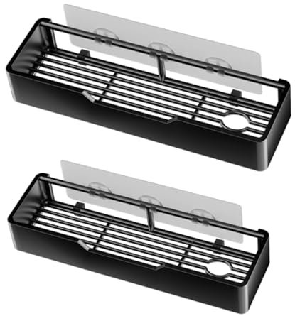 YUOIUX Lot de 2 étagères de douche en métal pour salle de bain - Support adhésif pour salle de bain - 2 pièces