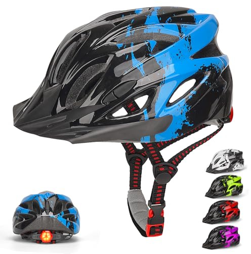 Casco Bicicleta Niños, Casco de Bicicleta para Niños y Niñas con luz, Casco Niños Ajustable Bicicleta de 3 a 13 Años para Patinete y Patines (50-59 cm)
