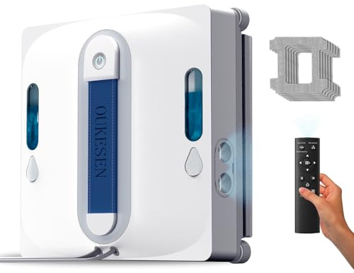 OUKESEN Window Cleaning Robot,9000Pa Sauction & 75N Cleaning Force with 4 Water Spray Support 5 Cleaning Modes & Remote Control,Window Cleaner Robot for Wet Cleaning Frame & Frameless Windows & Tiles