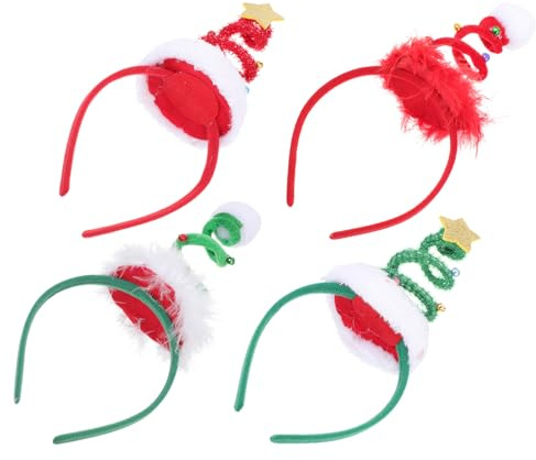 Ipetboom 4 Stück Teiliges Weihnachts-haarreifen Elastische Stirnbänder mit Weihnachtsbaum Stern-deko Langlebig Komfortabel Festliche Haarschmuck für Xmas-party
