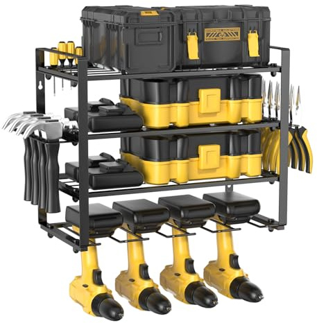 Amdoticknpf 4 Niveaux Organisateur Mural, Organisateur D'outils Électriques, Étagère à Outils, Porte-Perceuse, Organiseur Mural, Rangement Murale, Support Murale, Support de Tournevis