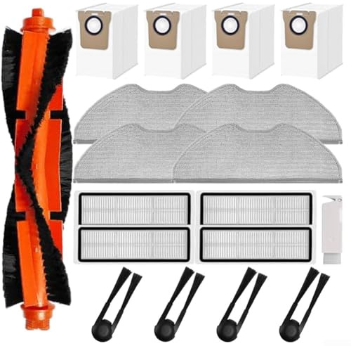 18 Pack ersatzteile für Xiaomi Saugroboter H40 OV51 Saugroboter,zubehör enthalten 1 Hauptbürsten,4 Seitenbürsten,4 HEPA-Filter,4 Mikrofaser Wischtücher,4 Staubbeutel,1 Reinigungsbürste