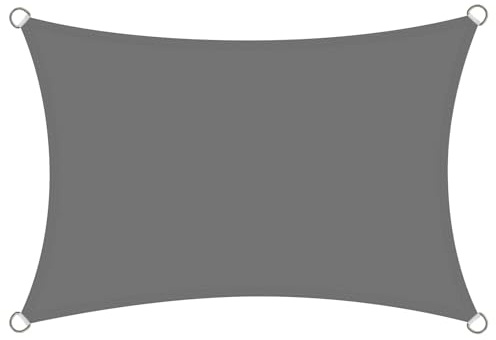 Rivenlo Toldo Vela Rectangular 4x5 m, Vela de Sombra Impermeable 5x4 m Protección Rayos UV PES Toldos para Exterior Terraza Patio Jardín, Gris