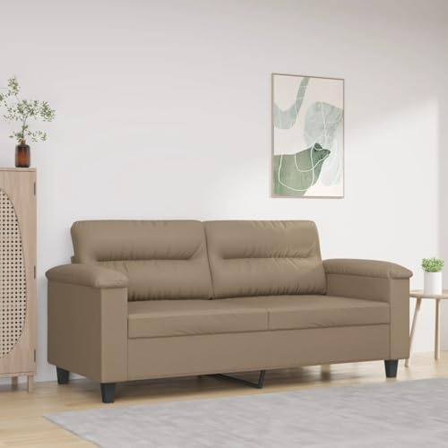 GeenYuu 2-Sitzer-Sofa, Cappuccino-Braun, 140 cm Breite, Kunstleder, Metallgestell, Schlafcouch, Wohnzimmer, Bequeme Polsterung