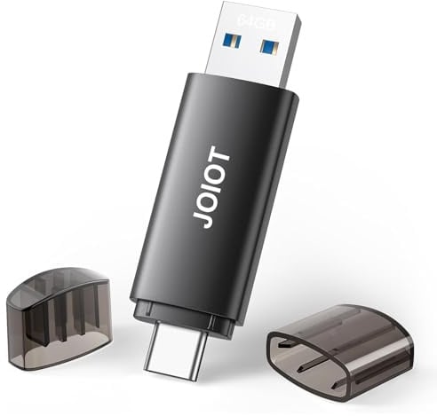 JOIOT USB Stick 64GB USB A & USB C 3.1 Memory Stick USB C Thumb Drive Data Storage USB Flash Drive Compatible with Android Phone and PC Black