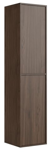 Badplaats B.V. Badezimmerschrank Mali 38 x 33 x 160 cm - Walnuss Braun - Hängender Seitenschrank mit 2 Türen