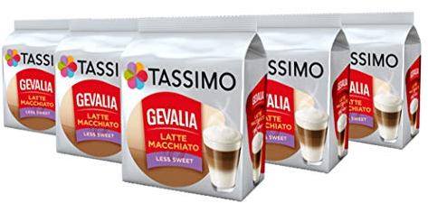 TASSIMO Gevalia Latte Macchiato Less Sweet Coffee Pods - 5 Packs (40 Drinks)