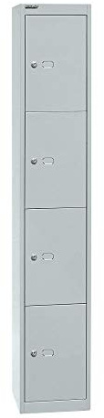 BISLEY Schließfachschrank Office, 1 Abteil, 4 Fächer, T 305 mm, Metall, 645 Lichtgrau, 30.5 x 30.5 x 180.2 cm