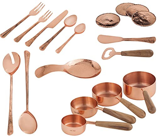 Pomeroy Besteck-Set, Ons, Kupfer, Teak