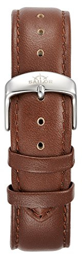 Sailor Damen Herren Leder Armband Basic Brown braun BSL101-2021-20, Breite Armband:20mm (normal), Farbe Edelstahl:Silber