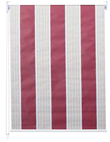 Mendler Rollo HWC-D52 110x160cm Sonnenschutz Blickdicht - rot/weiß/beige | Fensterrollo, Seitenzugrollo, Jalousie, Verdunkelung