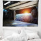 ABAKUHAUS Landschaft Wandteppich, Erde Galaxy Raum aus Weiches Mikrofaser Stoff Waschbar ohne Verblassen Digitaldruck, 150 x 110 cm, Grau Blau