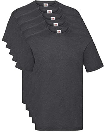 FRUIT OF THE LOOM Men's Valueweight 5 Pack T Shirt, Grey (Dark Heather Grey Hd), L UK