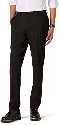 Amazon Essentials Pantalon Habillé en Tissu Stretch Infroissable Coupe Ajustée Homme, Noir, 30W / 30L