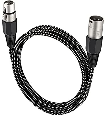 KINXIYU XLR Cable 6 FT, Microphone Cable 3 Pin Nylong Braided Balanced XLR Male to Female Heavy Duty Mic Patch Cords (Pure Copper Conductors)