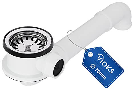 VIOKS Bonde à panier Ø 70 mm 1 avec raccord pour trop-plein latéral et créateur d'espace