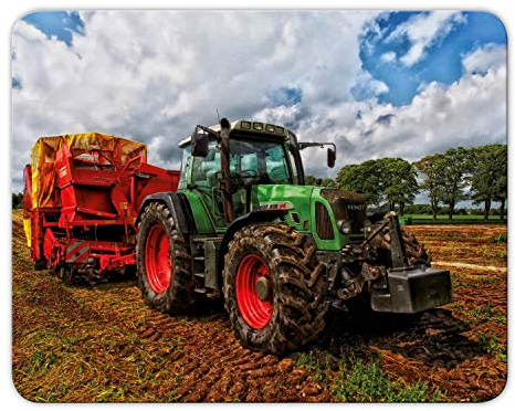 Addies Mousepad 'Landwirtschaft' – schönes Mauspad Motiv mit Kautschuk Untermaterial, 24x19cm – Traktor – Acker – Bauer
