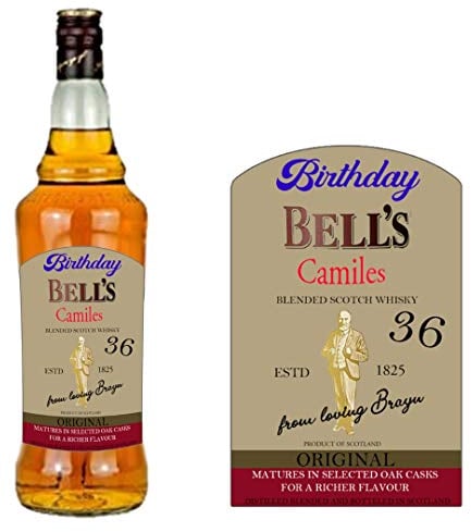Personalised Bell's Whisky Bottle Label for Birthday Anniversary Christmas BL404