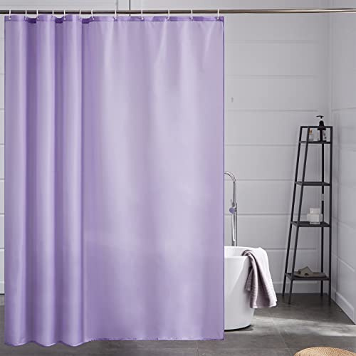 Furlinic Duschvorhang 180x200 Antischimmel Wasserdicht für Badewanne Lila | Waschbar Textil Polyester Stoff Mit Gewicht Schwer Badvorhang Beschwerter Saum Hochwertig mit 12 Duschringen.