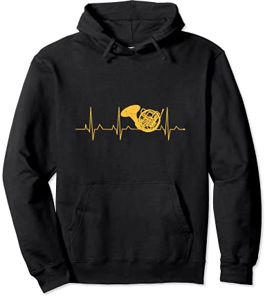 French Horn Music Lover Heartbeat French Horn Pullover Hoodie