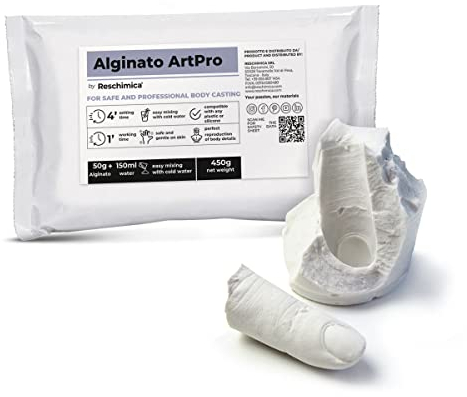 Alginato cromatico per Impronte di Alta precisione, Perfetto per Realizzare calchi di Parti Anatomiche, Facile da Usare, Atossico e Sicuro, Polvere per Modellazione 3D (450 gr)