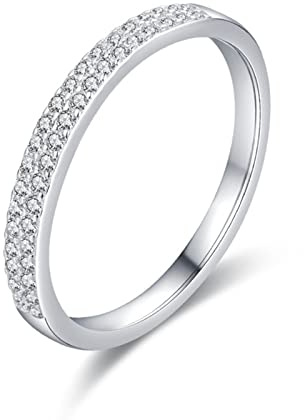 ANAZOZ Ring Silber 925 Damen, Verlobungsring Damen Zirkonia Zweireihig Zirkonia Damen Silberring