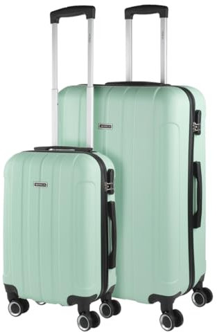 ITACA - Juego Maletas De Viaje rígidas Trolley con Candado de Combinación y 4 Doble Rueda 360° Set Maletas De Viaje Ligeras y Resistentes, Menta
