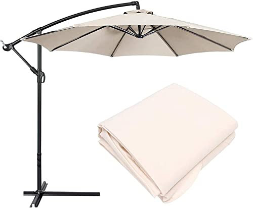 Bâche De Remplacement for Parasol Déporté 8 Baleines ,2.7M 3M Toile De Rechange for Parasol Imperméable, Anti-UV, Tissu de Rechange for Jardin, Terrasse, Plage, Piscine (Auvent Uniquement)(White,3M/9.