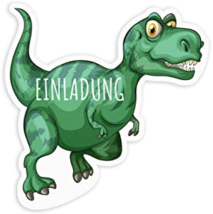 Friendly Fox Dino Einladung T-Rex, 12 Einladungskarten Dinosaurier Geburtstag, Kinder Geburtstagseinladung Dino Party, Tyrannosaurus Rex