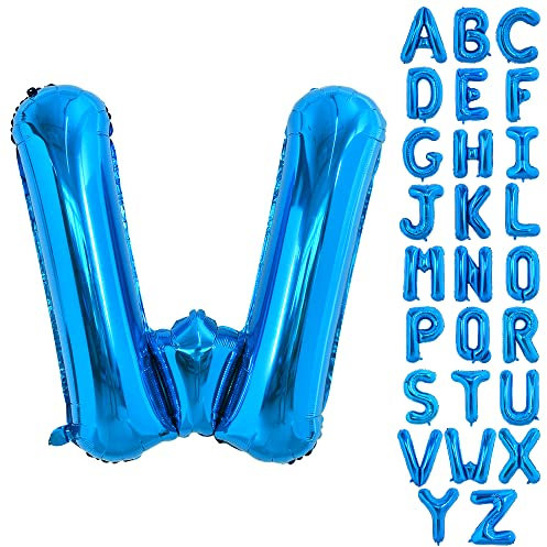 TONIFUL 40 Zoll großer Blau Buchstabe W Ballon, riesiger Buchstabenballon, großer Folienballon für Geburtstagsfeier, Jubiläumsdekoration