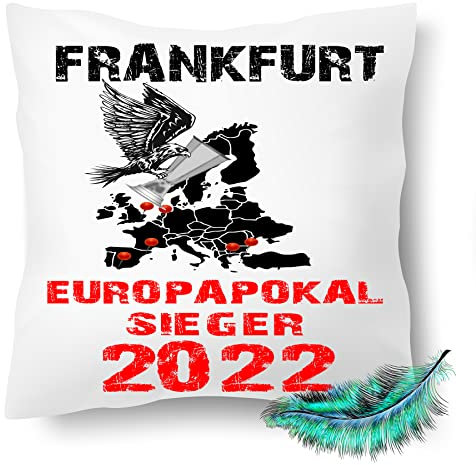 Print Deluxe Frankfurt Europapokal Sieger 2022,Fussball | Kings of Europe | bedrucktes Fan Kissen | Dekokissen, Zierkissen | Kuschelkissen 40X40 Bedruckt | Kissenbezug (ohne Kissenfüllung)