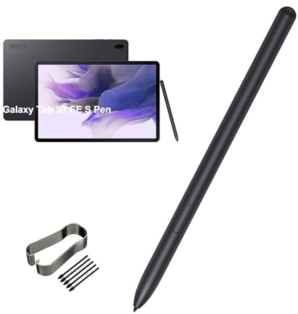 Galaxy Tab S7 FE S Pen Replacement for Samsung Galaxy Tab S7 FE SM-T730, SM-T733, SM-T736B TJ-780 Stylus Pen Compatible with Samsung Galaxy Tab S7 FE Tips/Nibs NoBluetooth (Mystic Black)