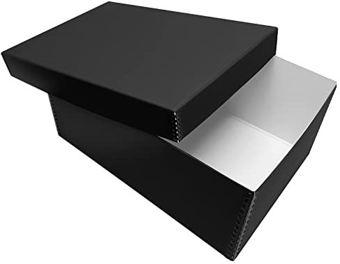 Lineco Fotokartenbox Archivaufbewahrung in Museumsqualität, säurefrei mit abnehmbarem Deckel, Massenspeicher für Negative, Drucke, Filme, Fotos, Schnappschuss, 12,7 x 20,3 x 30,5 cm, Schwarz