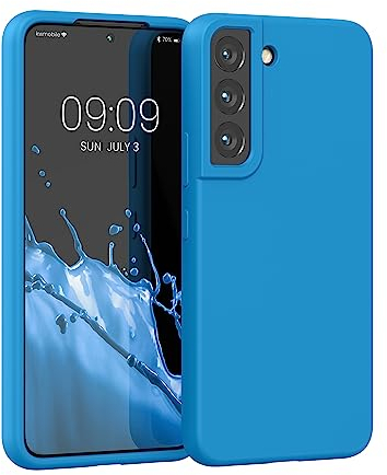 kwmobile Handyhülle für Samsung Galaxy S22 Hülle - Case Silikon - Kabelloses Laden - Schutzhülle Cover in Neon Blau