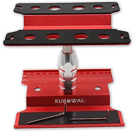 KUBOWAI Stazione di Riparazione Auto RC,Rotazione/Sollevamento/Abbassamento a 360° per Modellino di Auto Fuoristrada per Camion 1/8 1/10 1/12 (Rosso)