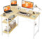 CubiCubi Computertisch mit Ablagefächern, Schreibtisch Kleiner L-förmiger Eckschreibtisch mit Regalen (Naturfarbe Links, 110 X 78 cm)