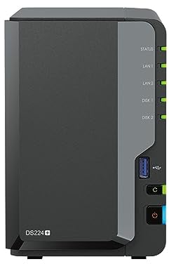 Synology DS224+ - Discstation NAS a 2 bay (Intel Celeron J4125 4 core 2.0 GHz 2 GB DDR4 RAM 2 porte RJ-45 1GbE) da 12 TB bundle con 2 dischi WD Red Plus (WD60EFPX - 68C5ZN0)