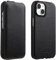 Mobiskin Hülle passend für iPhone 15 (6,1 Zoll), Handyhülle mit beschichtetem Leder, Flip Case, Schutzhülle, Handy-Tasche, Slim Cover, dünn, Schwarz