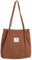 Bikasun Cord Umhängetasche Damen, Groß Schultertasche Cord Tasche Lässige Tote Bag Handtasche, Strandtasche Shopper Einkaufstasche, Stofftasche für Alltag, Büro, Schulausflug, Braun
