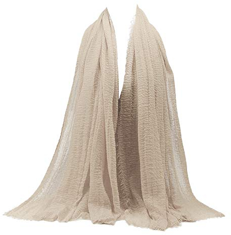 Stirnband Schal Set Schal Damen Winter Schwarz Premium Viskose Maxi Crinkle Cloud Hijab Schal Schal weicher Islam Muslim Schal Damen Günstig Klein Schal Gestreift (Beige, One Size)